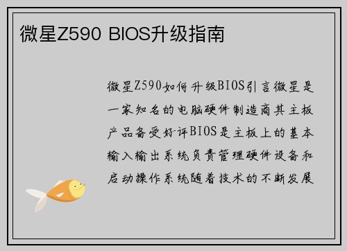 微星Z590 BIOS升级指南